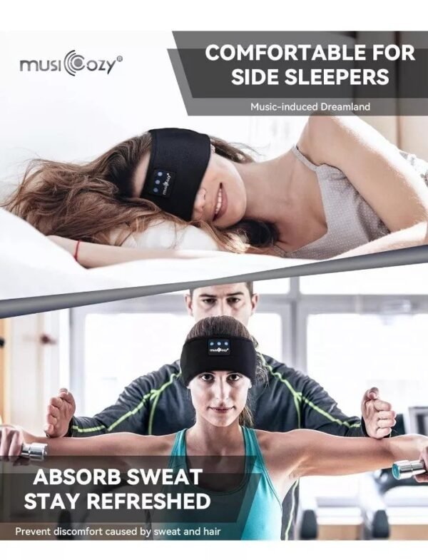 MUSICOZY Sleep Headphones Bluetooth 5.2 Headband, Sports Wireless Earphones Sweat Resistant Earbuds - Image 9