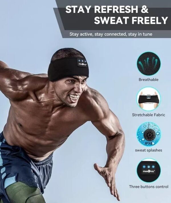 MUSICOZY Sleep Headphones Bluetooth 5.2 Headband, Sports Wireless Earphones Sweat Resistant Earbuds - Image 10