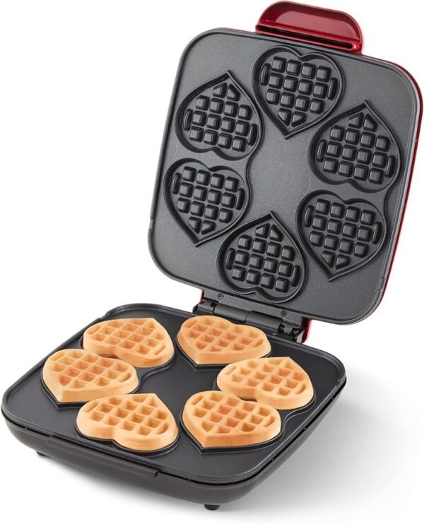 DASH Multi Mini Heart Waffle Maker - Six 3” Heart Shaped Waffle Molds, Nonstick Waffle Iron with Quick Heat-Up