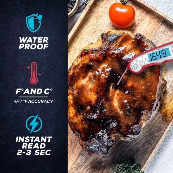 Kizen Digital Waterproof Instant Read Meat Thermometer - Red - Image 2
