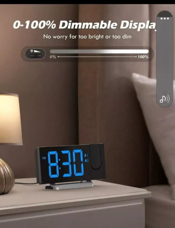 Projection Alarm Clock Curved FM Radio Dual Alarm USB Charging Switchable HM353C - Image 6